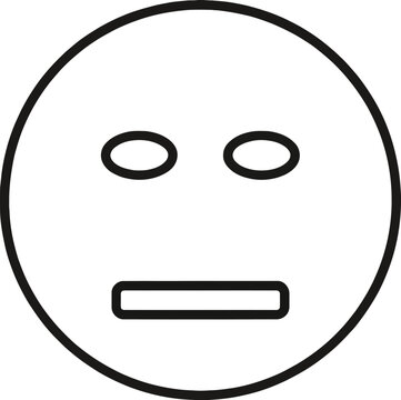 Blank Expressionless Emoji Face Neutral Outline Icon Vector
