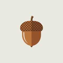 Pixel art acorn with textured cap and smooth brown body, isolated on a pale background, autumn symbol, nature element © Logan