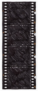 Hand Drawn Black Film Strip Illustration with Felt Tip Marker on White Paper