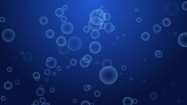 Abstract blue underwater bubbles motion background, floating particles overlay