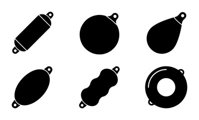 Set of 6 Black Fishing Floats, Buoys, Bobbers, Fishing Tackle, Nautical Gear, Water Sports Equipment © Ridhi
