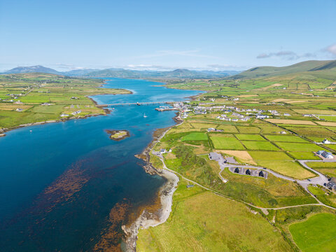 Aerial photography of Portmagee in County Kerry, Ireland