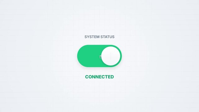 A computer mouse cursor clicks a toggle switch to enable system status.