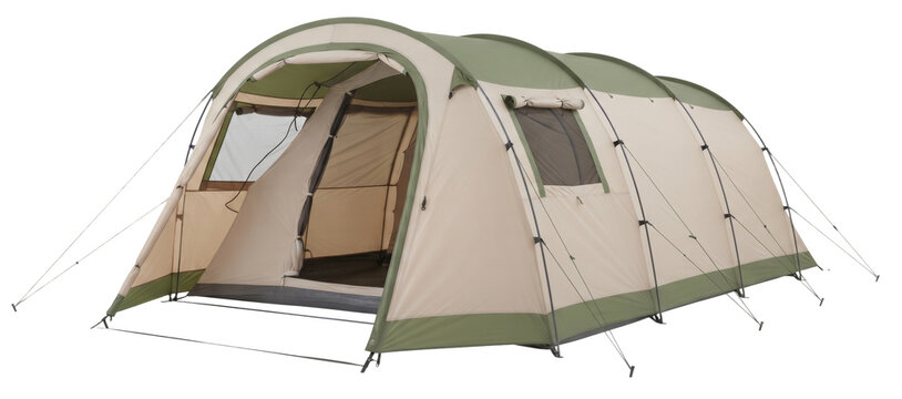 large beige and green family camping tent for outdoor adventures