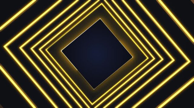 Glowing yellow portal visual nested diamond shapes, neon frame depth, and fast black tunnel energy. Perfect for futuristic titles, gaming scenes, cyber transitions, and motion graphic backgrounds.