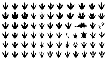 : Dinosaur and Reptile Footprint Silhouette Vector Collection © Shohel