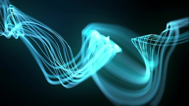 neon lines and glowing trails Light Strings Background Abstract background animation with curved digital light energy particles flowing