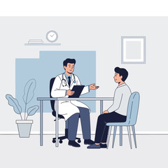 Fototapeta premium Professional Doctor Consults Patient In Modern Clinic Setting
