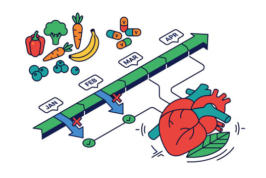 Vitamins and cholesterol reduction plan supporting long term heart health