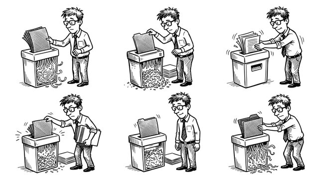 Man Shredding Documents in Office