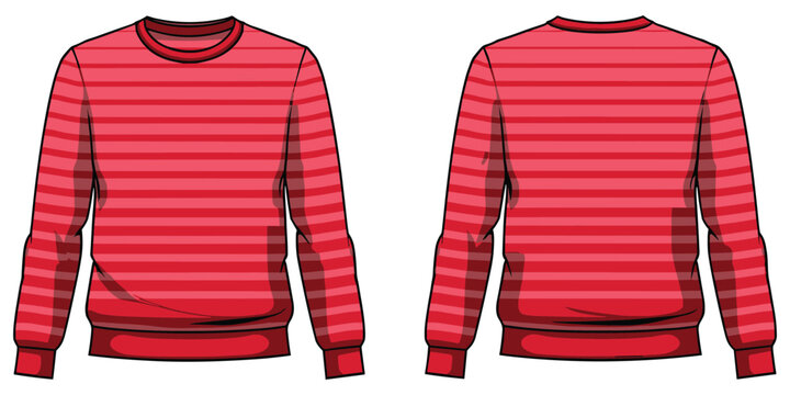 Front and back view of a red striped