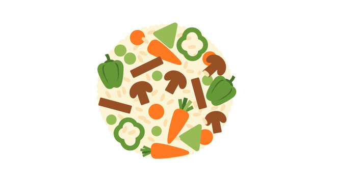 Assorted Vegetables and Rice Illustration