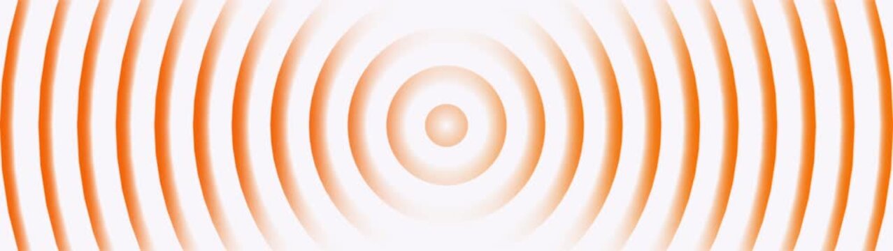 Abstract radio waves background animation featuring smooth concentric circles and expanding signal pulses radiating from a central point. Futuristic wireless communication concept with glowing ...