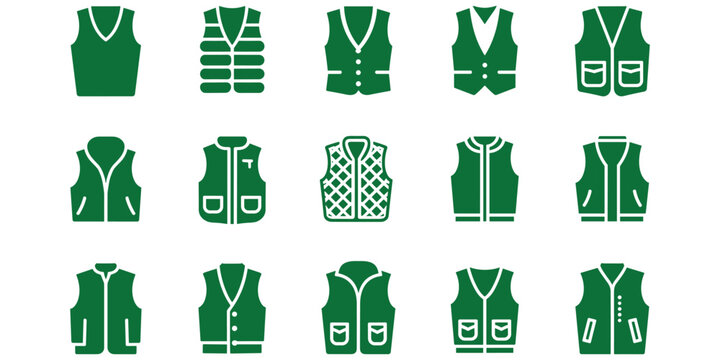 Grid of green vest with various