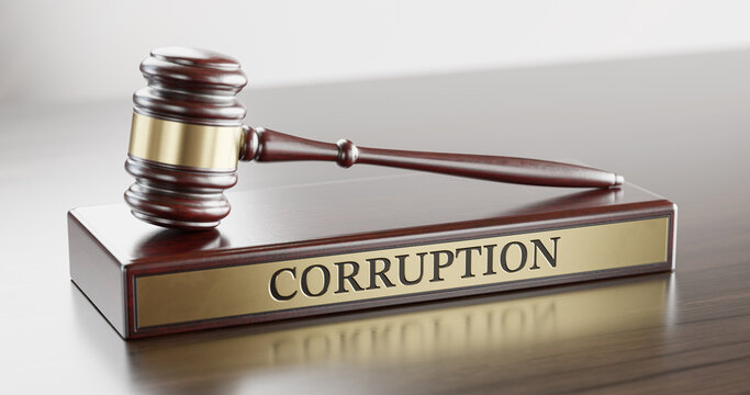 Corruption Concept with Judge Wooden Gavel