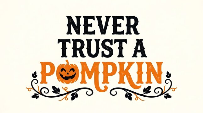 Never trust a pumpkin typography funny Halloween quote with jack o lantern illustration