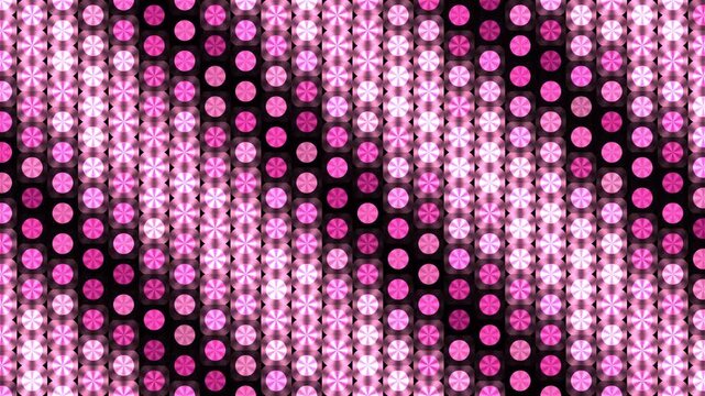 A seamless repeating background pattern featuring glowing pink and white floral circles on a dark backdrop