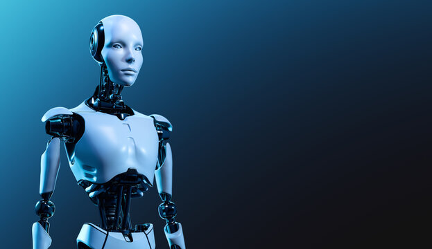 Futuristic Cyborg Robot Representing Advanced Artificial Intelligence Technology