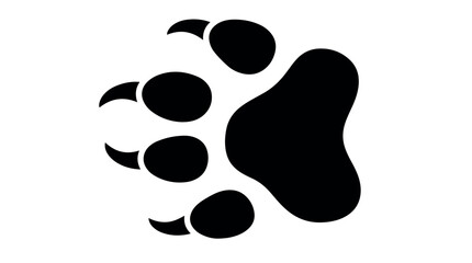 Binturong Paw Print Silhouette with sharp claws vector, Wild beast footprint silhouette, Grizzly bear or wolf track icon for Hunting and Nature design, Paw, print, claws, animal, footprint, silhouette © MasterTech