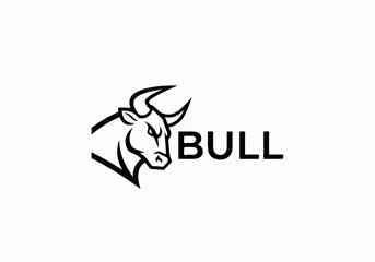 Creative Bull Logo With Abstract Motion Line Accents © Logo