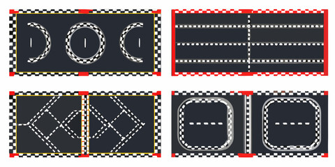 Obraz premium Racing track layouts with checkered borders a flat vector illustration series