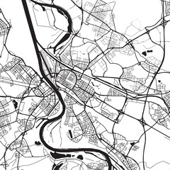 Obraz premium Mannheim Vector Map - Detailed City Street Plan, Road Network, Rhine and Neckar Rivers