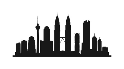 Fototapeta premium Kuala Lumpur Skyline Silhouette - Iconic Cityscape Vector Art