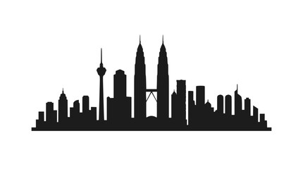 Fototapeta premium Kuala Lumpur Skyline Silhouette - Iconic Petronas Towers and Cityscape