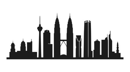 Fototapeta premium Kuala Lumpur Skyline Silhouette - Iconic Petronas Towers and Cityscape