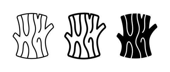 Tree Trunk Icons, Wood Grain Vector Graphics, Natural Elements Set © Md