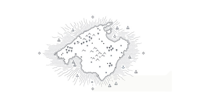 Minimalist Mallorca Island Map Vector Illustration