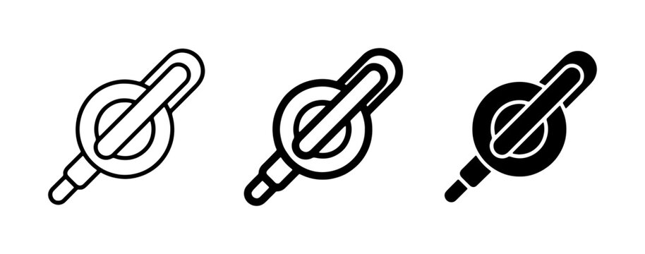 Audio Jack Icon Set, 3 Variations: Outline, Filled Outline, Solid Black, Vector Graphics
