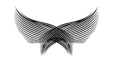 Fototapeta premium Abstract black artistic lines forming elegant wing shapes on a simple clean white graphic background