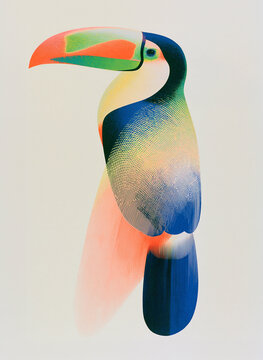 Modern Abstract Toucan Portrait with Minimal Geometric Gradients
