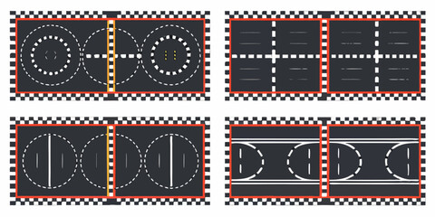Obraz premium Racing track layouts with checkered borders a flat vector illustration set