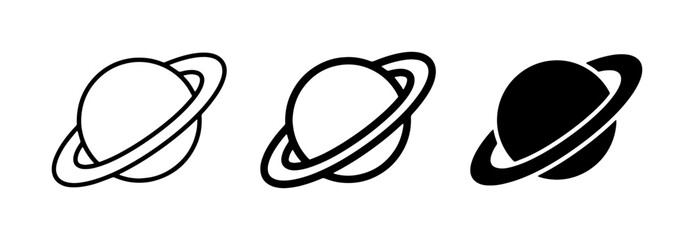 Saturn Planet Icons, Space Celestial Body Symbols, Cosmic Orbit Graphics, Astronomical Illustrations © Samanta