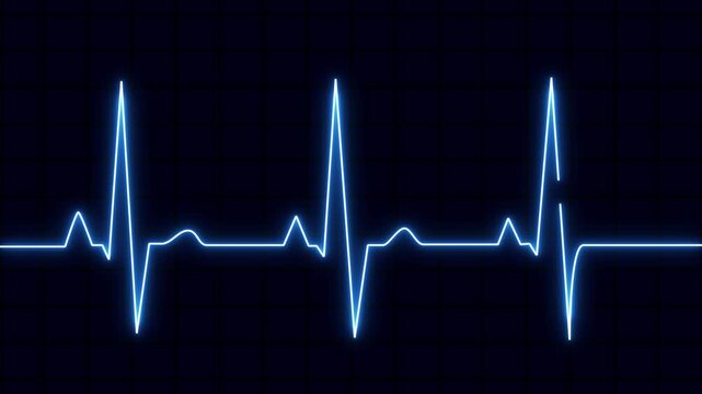 Sky Blue color EKG heart line monitor. Emergency EKG monitoring. pulse line. ECG heartbeat monitor. Motion graphics of Electrocardiogram Medical