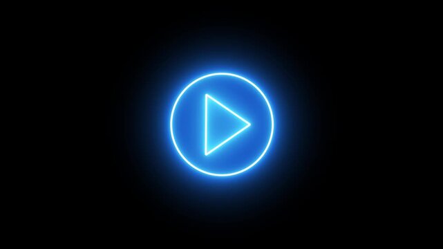 green color play buttonon alpha transparent background. Start button. Neon glowing play button.