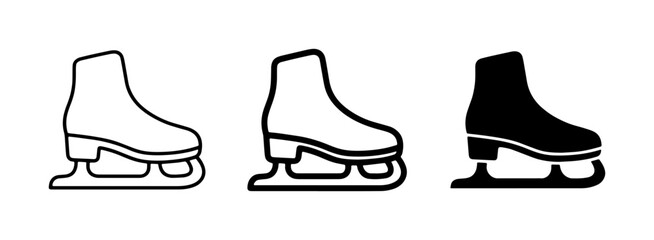 Obraz premium Figure Skates Icons Set: Ice Skating Equipment Vector Graphics for Winter Sports and Performance