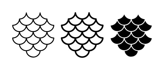 Fish Scale Patterns, Mermaid Scales, Dragon Scales, Vector Icons, Black and White Textures © Farjan