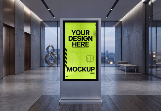 Digital Kiosk Modern Lobby Mockup
