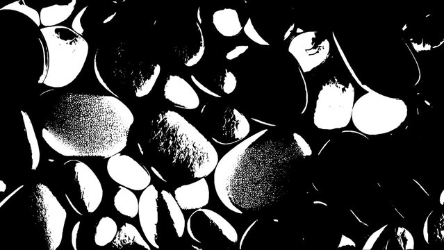Monochrome abstract overlay texture featuring distressed high contrast pebble patterns