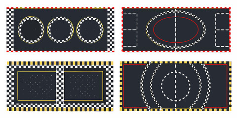 Obraz premium Racing track layouts flat vector illustration with checkered and solid backgrounds