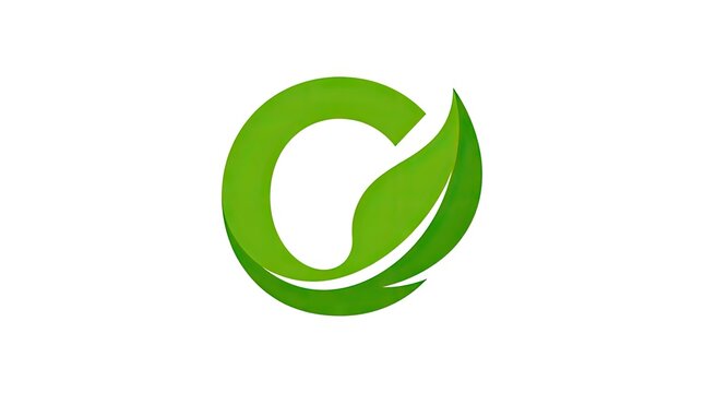 Green leaf circle logo for eco friendly branding.