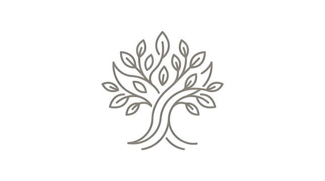 Minimalist line art tree logo with thin branches.