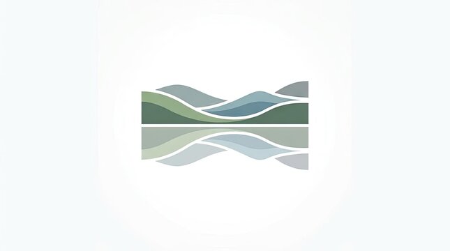 Abstract rolling hills landscape logo in green and blue.
