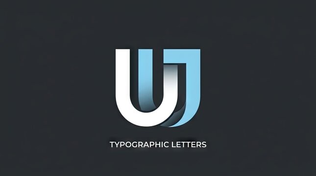 Interlocking typographic letters U and J logo design