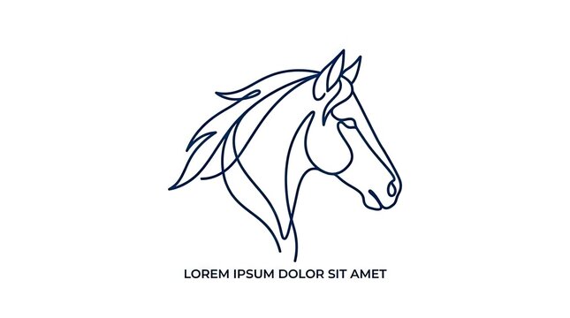 Minimalist horse head line art logo on white background
