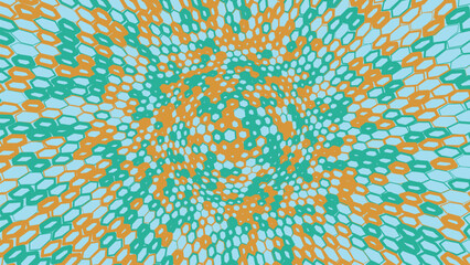 Obraz premium Abstract geometric background with a pattern of hexagonal tiles in green and orange