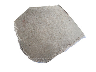 A single piece of rough grey stone or rock fragment isolated © Riazuddin